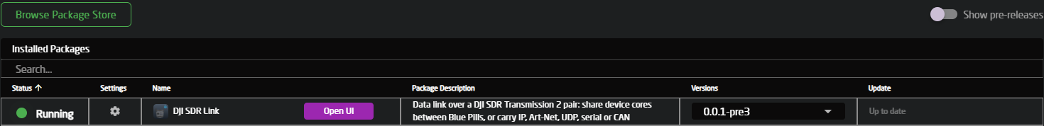 DJI SDR Link in the package list