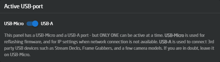 Active USB-port set to USB-A
